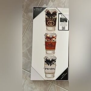 NWT Design District luxury Designer coffee cup canvas painting wall art